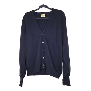 Classics by Pine State Mens Navy Blue V Neck Button Up Cardigan XL Made in‎ USA